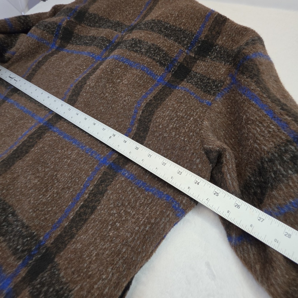 Forever 21 Men Brown Blue Plaid Shirt Jacket Shacket Oversized Large - Picture 10 of 10